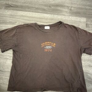 Vintage Brown Tee with Orange Graphic